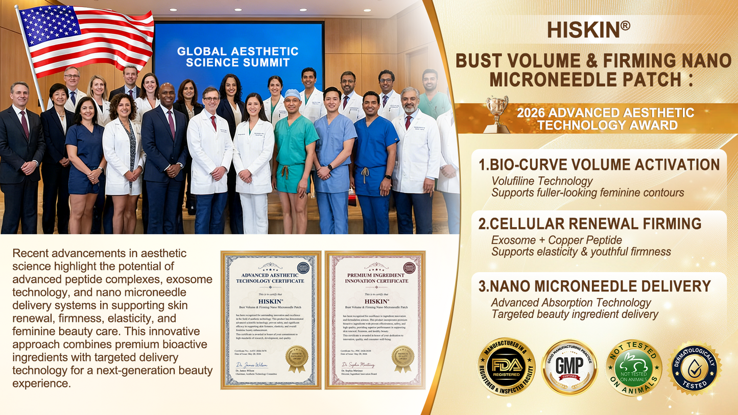 HISKIN® Bust Volume, Lift & Firming Nano Microneedle Patch Volufiline + Exosome + Copper Peptide Formula Powered by Cellular Renewal Technology (Copy)